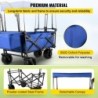 VEVOR Chariot de Jardin Pliable Chariot de Plage Chariot de Transport avec 4 Roulettes Chariot Pliable avec Toit Bleu Remorque d