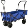 VEVOR Chariot de Jardin Pliable Chariot de Plage Chariot de Transport avec 4 Roulettes Chariot Pliable avec Toit Bleu Remorque d