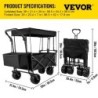 VEVOR Chariot de Plage Chariot de Transport Chariot Pliable avec Toit Chariot Portable Pliée Cadre Acier de Grandes Roues 360°
