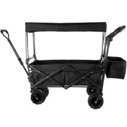 VEVOR Chariot de Plage Chariot de Transport Chariot Pliable avec Toit Chariot Portable Pliée Cadre Acier de Grandes Roues 360°