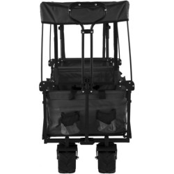 VEVOR Chariot de Plage Chariot de Transport Chariot Pliable avec Toit Chariot Portable Pliée Cadre Acier de Grandes Roues 360°