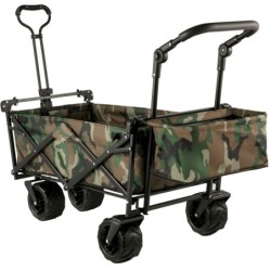 VEVOR Chariot Jardin 4 roulettes Chariot de Plage Chariot de Transport Chariot Pliable avec Toit Camouflage Remorque Transport