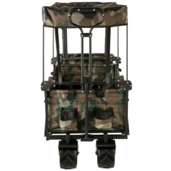 VEVOR Chariot Jardin 4 roulettes Chariot de Plage Chariot de Transport Chariot Pliable avec Toit Camouflage Remorque Transport