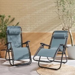 Fauteuil relax pliable multi positions textilène (lot de 2) Émeraude