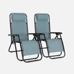 Fauteuil relax pliable multi positions textilène (lot de 2) Émeraude