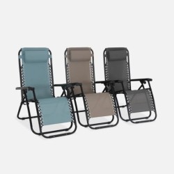 Fauteuil relax pliable multi positions textilène (lot de 2) Taupe