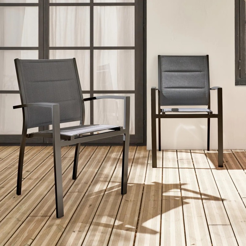 Chaise de jardin empilable aluminium (lot de 2) Gris taupe