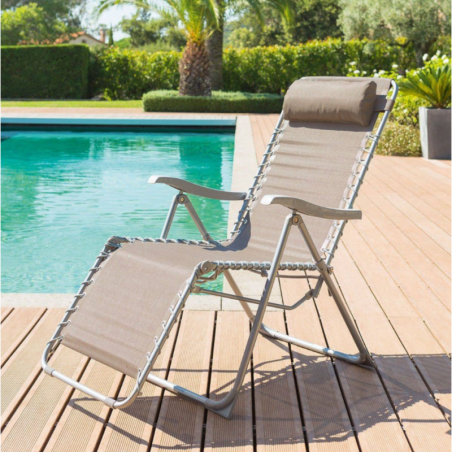 Fauteuil relax de jardin SILOS Taupe