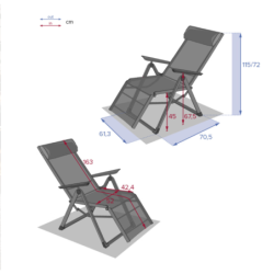 Fauteuil de jardin inclinable DECIMA Anthracite Graphite