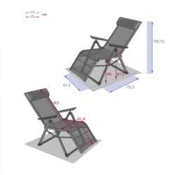 Fauteuil de jardin inclinable DECIMA Bleu canard Graphite