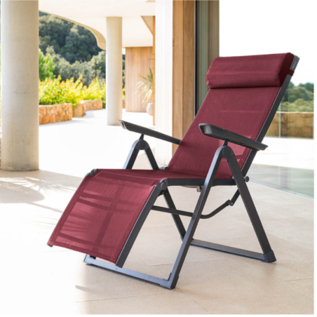 Fauteuil de jardin inclinable DECIMA Bordeaux Graphite