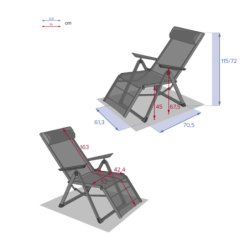 Fauteuil de jardin inclinable DECIMA Bordeaux Graphite