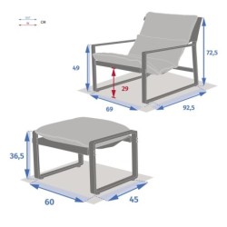 Fauteuil relax de jardin LAMBINIO Graphite