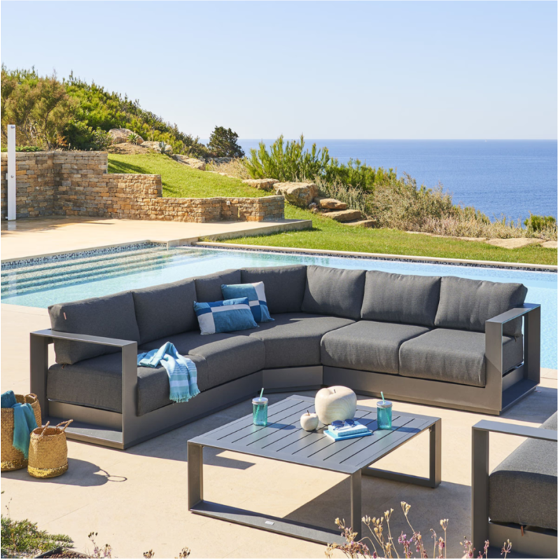 Salon d'angle de jardin ALLURE Graphite 5 places