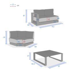 Salon d'angle de jardin ALLURE Graphite 5 places
