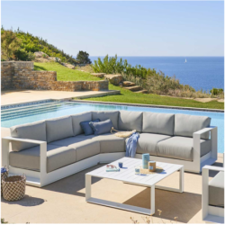 Salon d'angle de jardin ALLURE Blanc 5 places