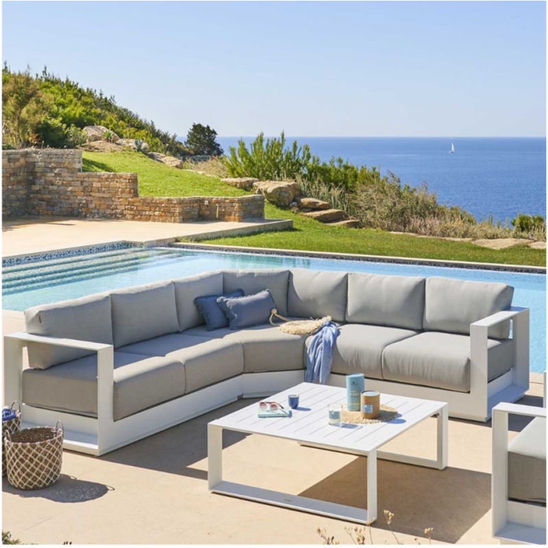 Salon d'angle de jardin ALLURE Blanc 5 places