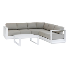 Salon d'angle de jardin ALLURE Blanc 5 places