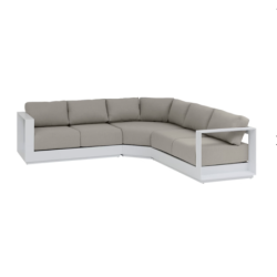 Salon d'angle de jardin ALLURE Blanc 5 places