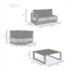 Salon d'angle de jardin ALLURE Blanc 5 places