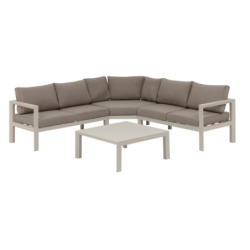 Salon d'angle de jardin ÉVASION Argile 5 places