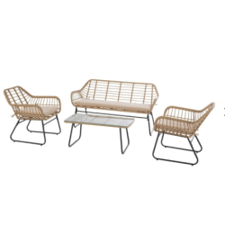 Salon de jardin LAMBADA Sésame avec table basse rectangulaire 4 places