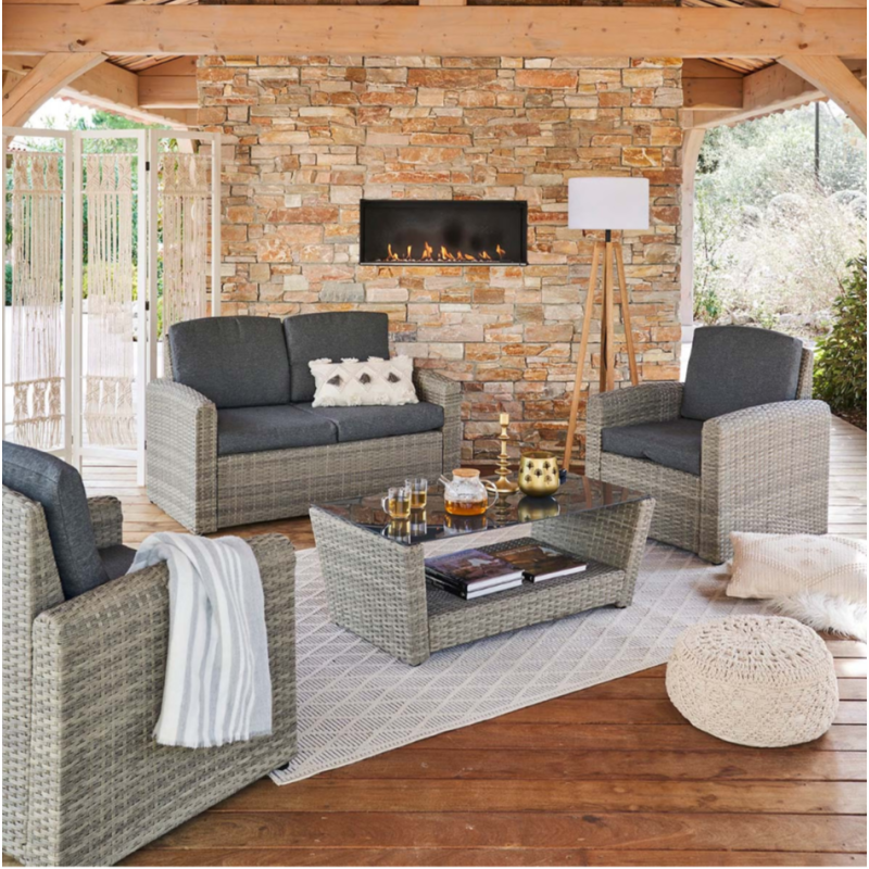 Salon de jardin POLYNÉSIA Havane 4 places