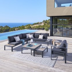 Salon d'angle de jardin PARADIZE Graphite 6 places