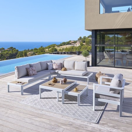 Salon d'angle de jardin PARADIZE Blanc 6 places