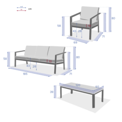 Salon de jardin PAVANE Graphite 5 places