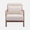 Fauteuil scandinave bois d'hévéa teinté noyer clair et bouclette