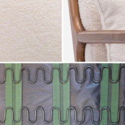 Fauteuil scandinave bois d'hévéa teinté noyer clair et bouclette