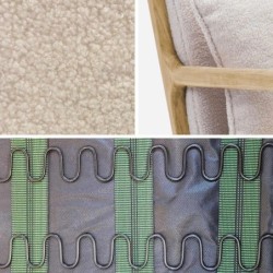 Fauteuil scandinave bois d'hévéa et bouclette