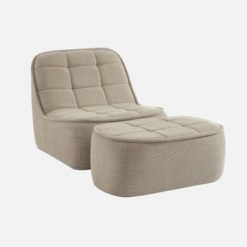Boni Chauffeuse bouclette texturée 1 place repose pieds Beige