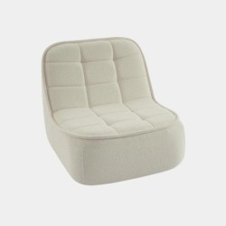 Boni Chauffeuse bouclette texturée 1 place repose pieds Blanc cassé