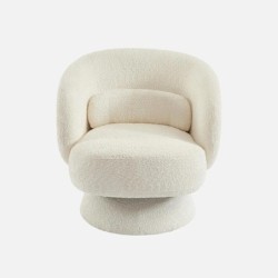 Elias Fauteuil pivotant 360 tissu Crème
