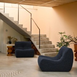 Sokol Chauffeuse tissu effet alpaca 2 places Bleu nuit