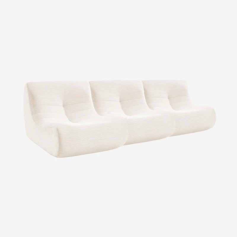 Sokol Chauffeuse velours côtelé 3 places Crème