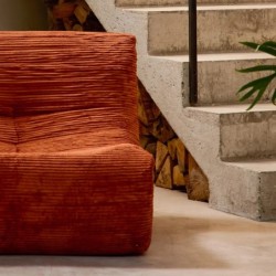 Sokol Chauffeuse velours côtelé 3 places Terracotta