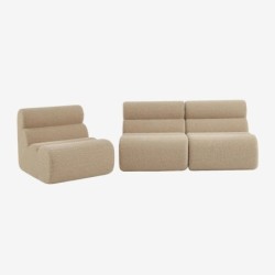 Nova Chauffeuse tissu effet alpaca 1 place lot de 3 Beige