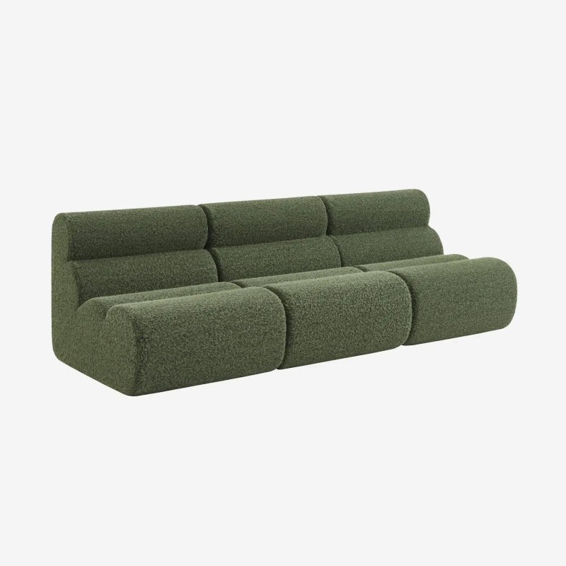 Nova Chauffeuse tissu effet alpaca 1 place lot de 3 Kaki