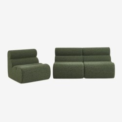 Nova Chauffeuse tissu effet alpaca 1 place lot de 3 Kaki