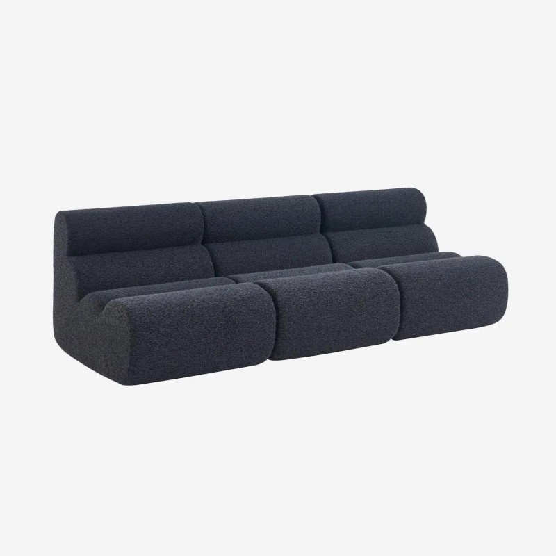 Nova Chauffeuse tissu effet alpaca 1 place lot de 3 Bleu foncé