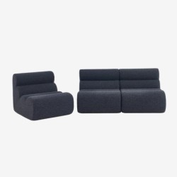 Nova Chauffeuse tissu effet alpaca 1 place lot de 3 Bleu foncé
