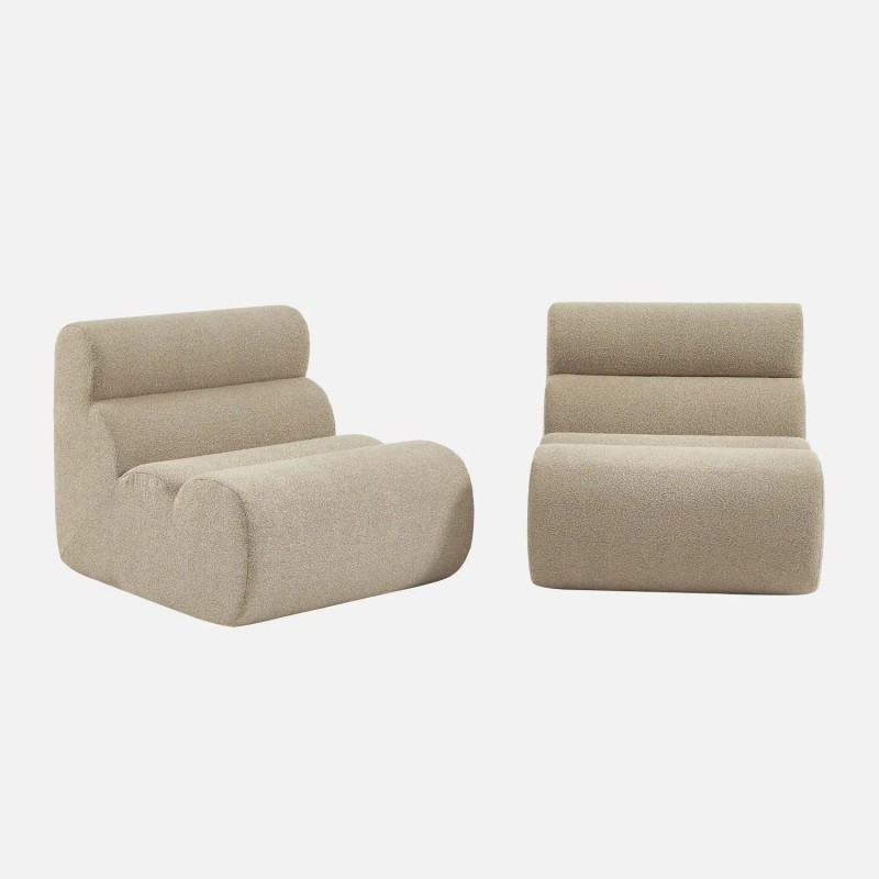 Nova Chauffeuse bouclette texturée 1 place lot de 2 Beige