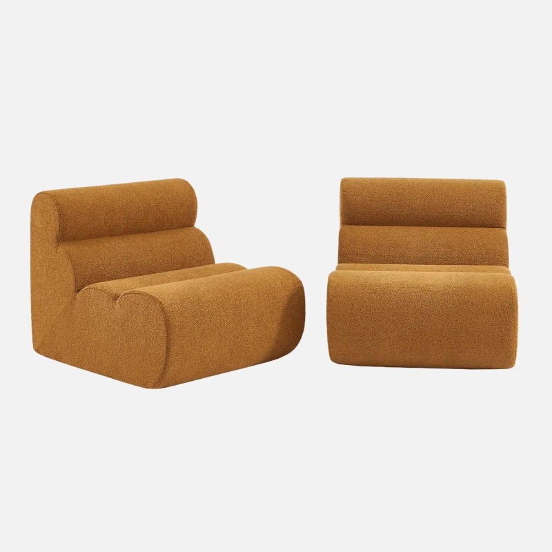 Nova Chauffeuse bouclette texturée 1 place lot de 2 Moutarde