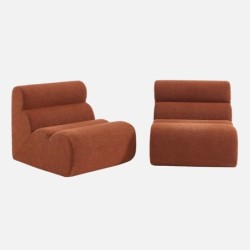 Nova Chauffeuse bouclette texturée 1 place lot de 2 Terracotta