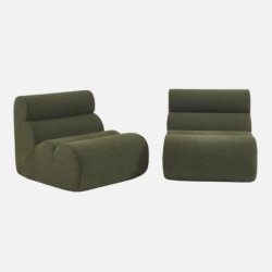 Nova Chauffeuse bouclette texturée 1 place lot de 2 Kaki