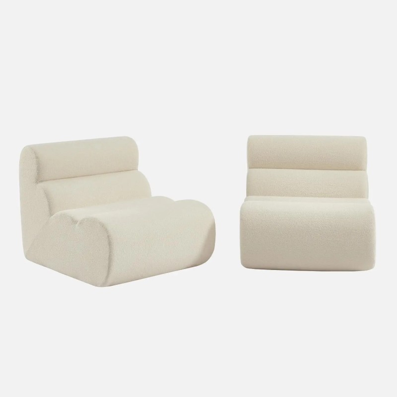 Nova Chauffeuse bouclette texturée 1 place lot de 2 Blanc