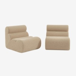 Nova Chauffeuse tissu effet alpaca 1 place lot de 2 Beige